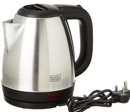 Black+Decker BXKE1501IN 1500-Watt 1.5L Stainless Steel Electric Kettle with Auto Shut Off Feature For Instant Hot Water & Tea/Coffe | 2-year Warranty (Silver)